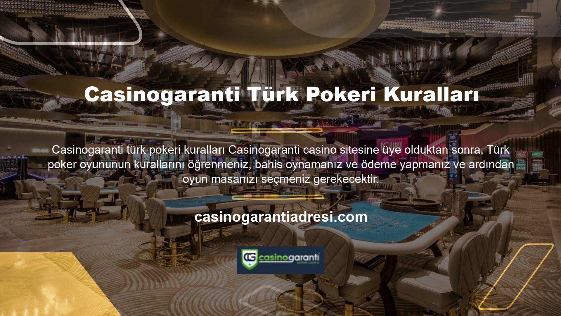 Türk pokerindeki kart sayısı ve seçenekler oyuncu sayısına bağlıdır